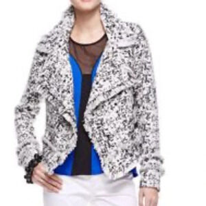 NWOT Alexis Blazer Black & White Tweed Boucle Fringe Nadia Jacket Size S